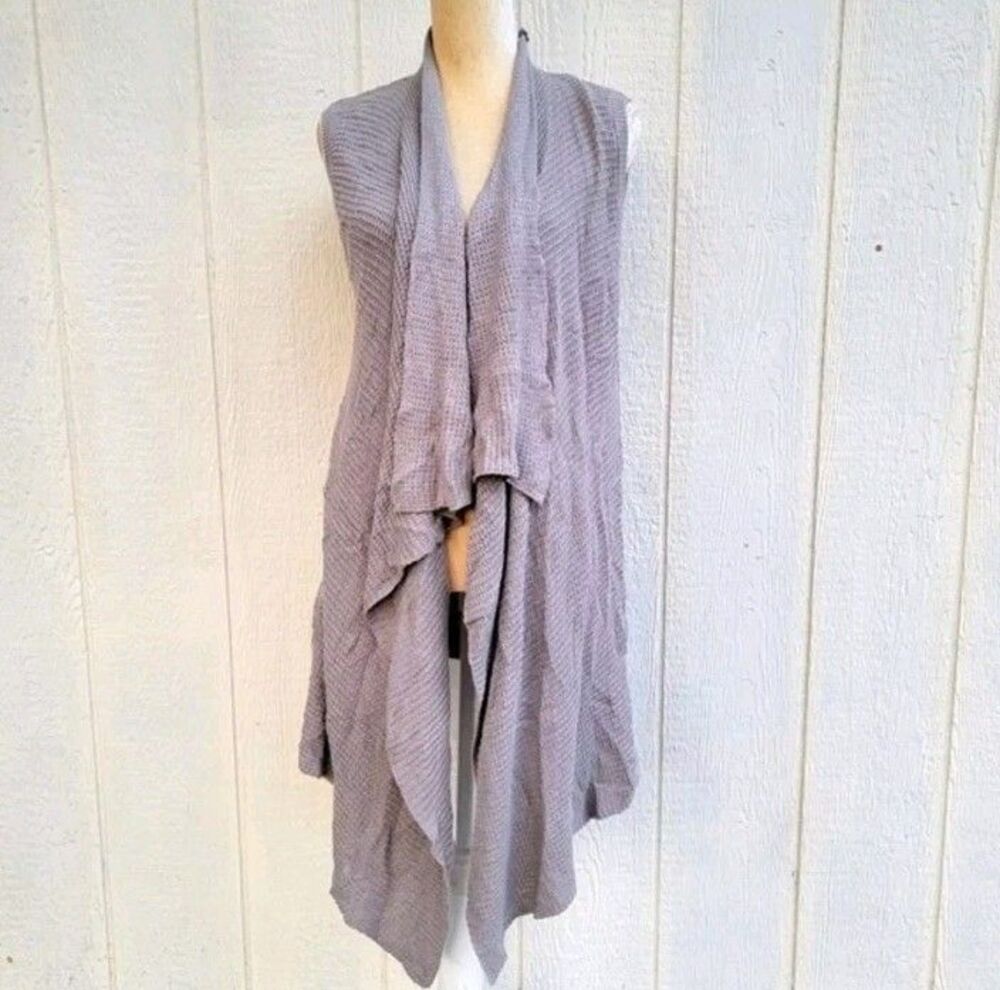 H by halston sleeveless gray open front long cardigan duster wmns sz small